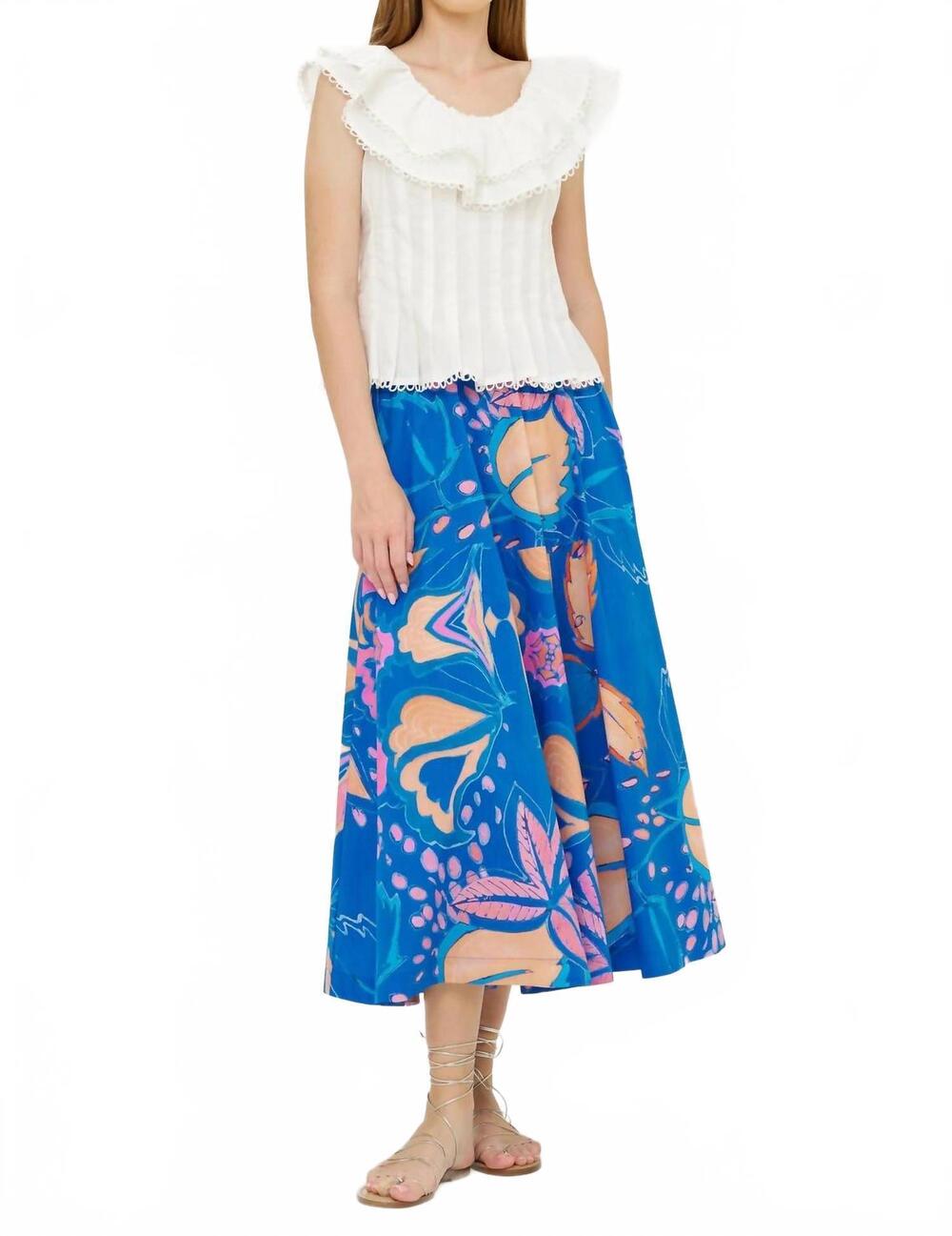 NEW OLIPHANT olivia maxi skirt in antico blue